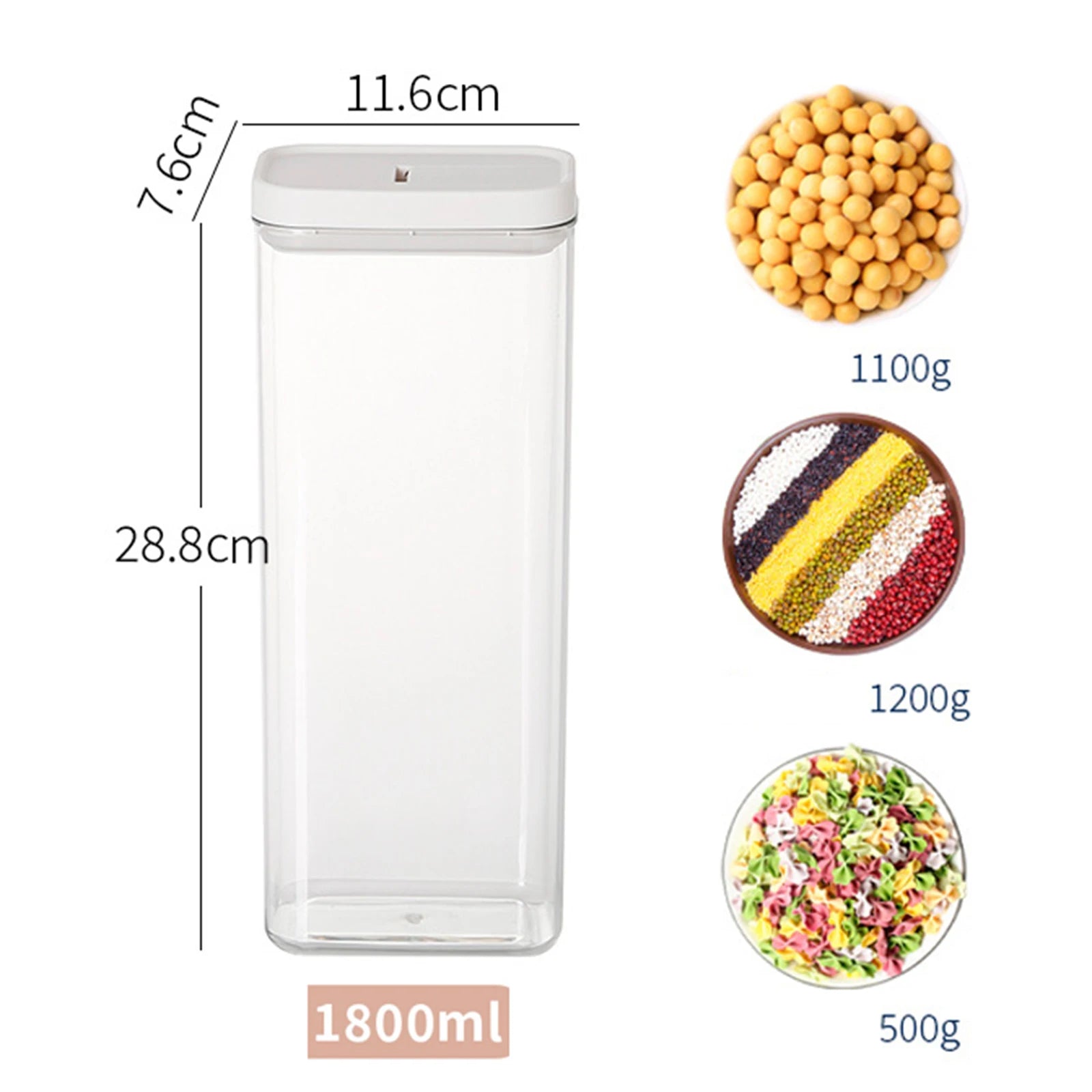 Plastic Sealed Jar,Transparent Leakproof,Moisture-Proof, Kitchen Organizer Storage Box for Pasta,Grain,Snack Food,Seasonings