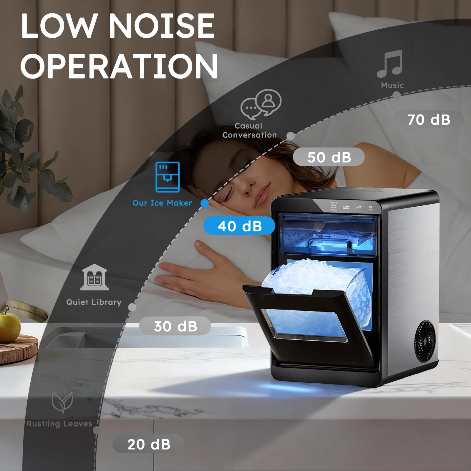 Nugget Ice Maker Countertop 44bs/24H