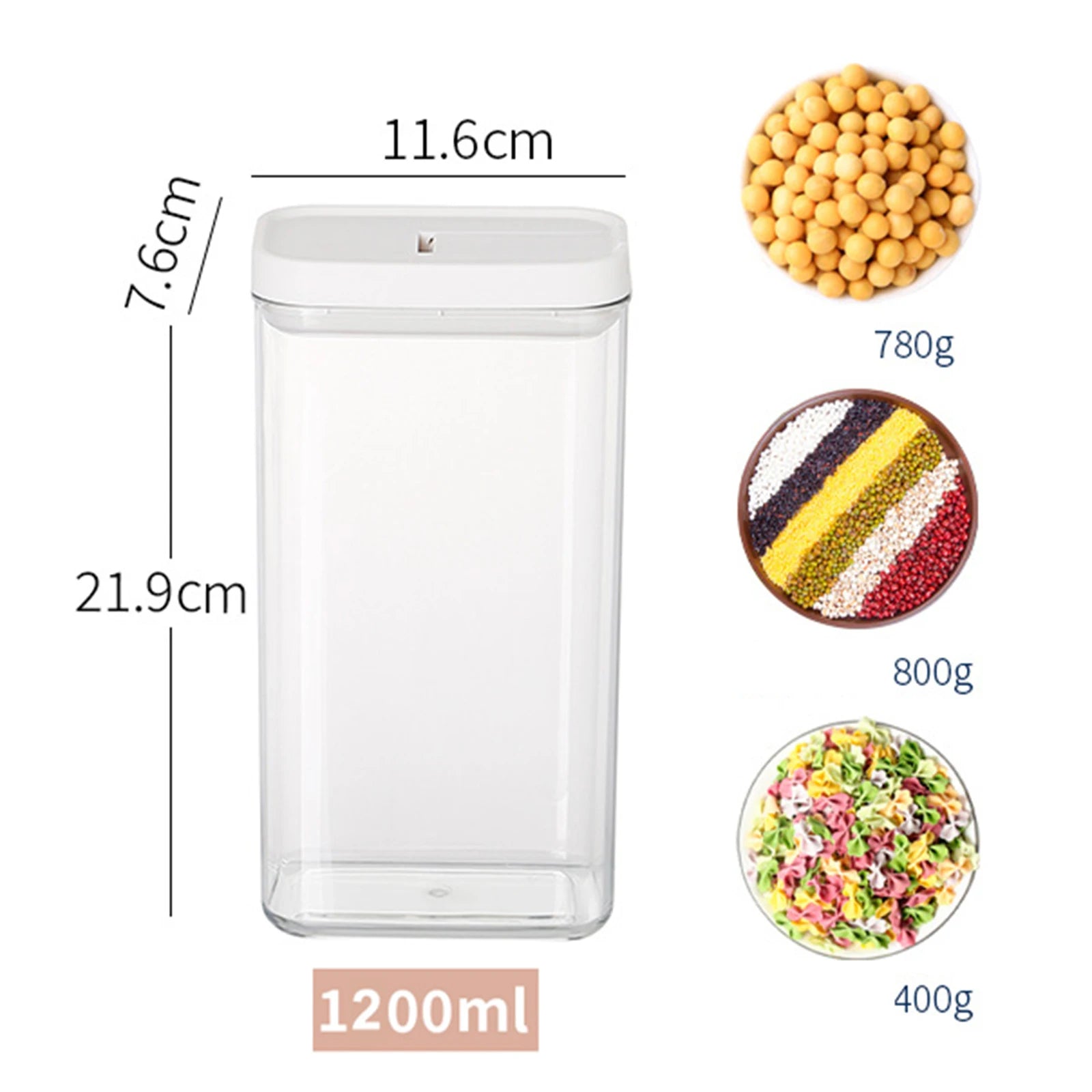 Plastic Sealed Jar,Transparent Leakproof,Moisture-Proof, Kitchen Organizer Storage Box for Pasta,Grain,Snack Food,Seasonings