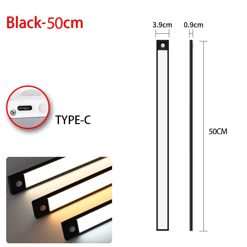LED Motion Sensor Light Night Light Wireless USB Under Cabinet Light For Kitchen Cabinet Bedroom Wardrobe