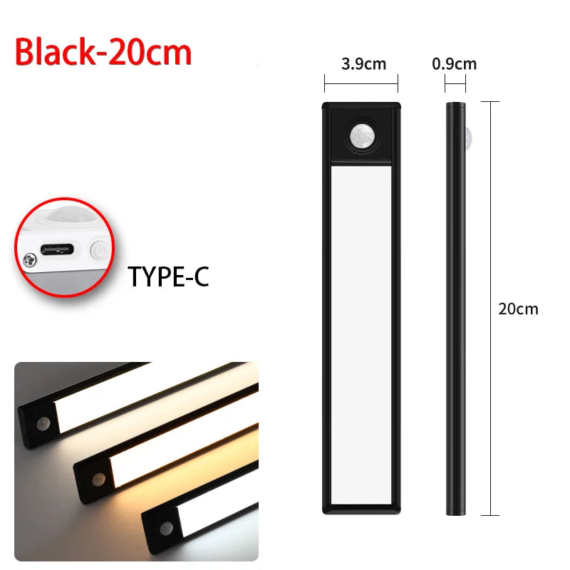 LED Motion Sensor Light Night Light Wireless USB Under Cabinet Light For Kitchen Cabinet Bedroom Wardrobe