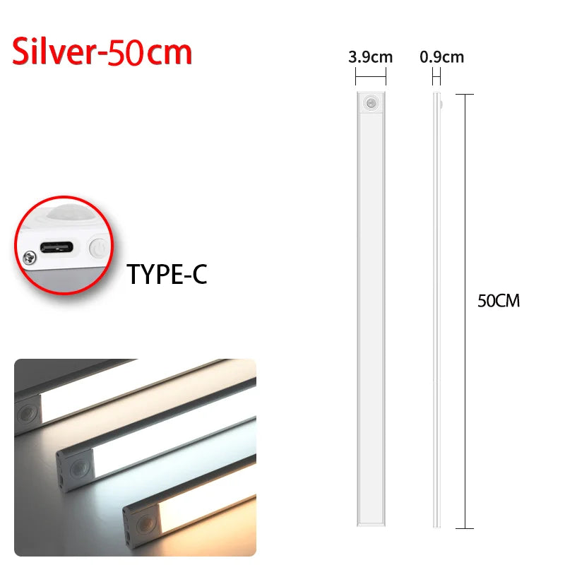 LED Motion Sensor Light Night Light Wireless USB Under Cabinet Light For Kitchen Cabinet Bedroom Wardrobe