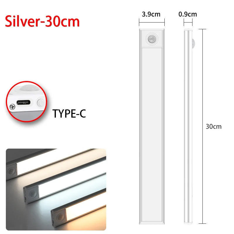 LED Motion Sensor Light Night Light Wireless USB Under Cabinet Light For Kitchen Cabinet Bedroom Wardrobe