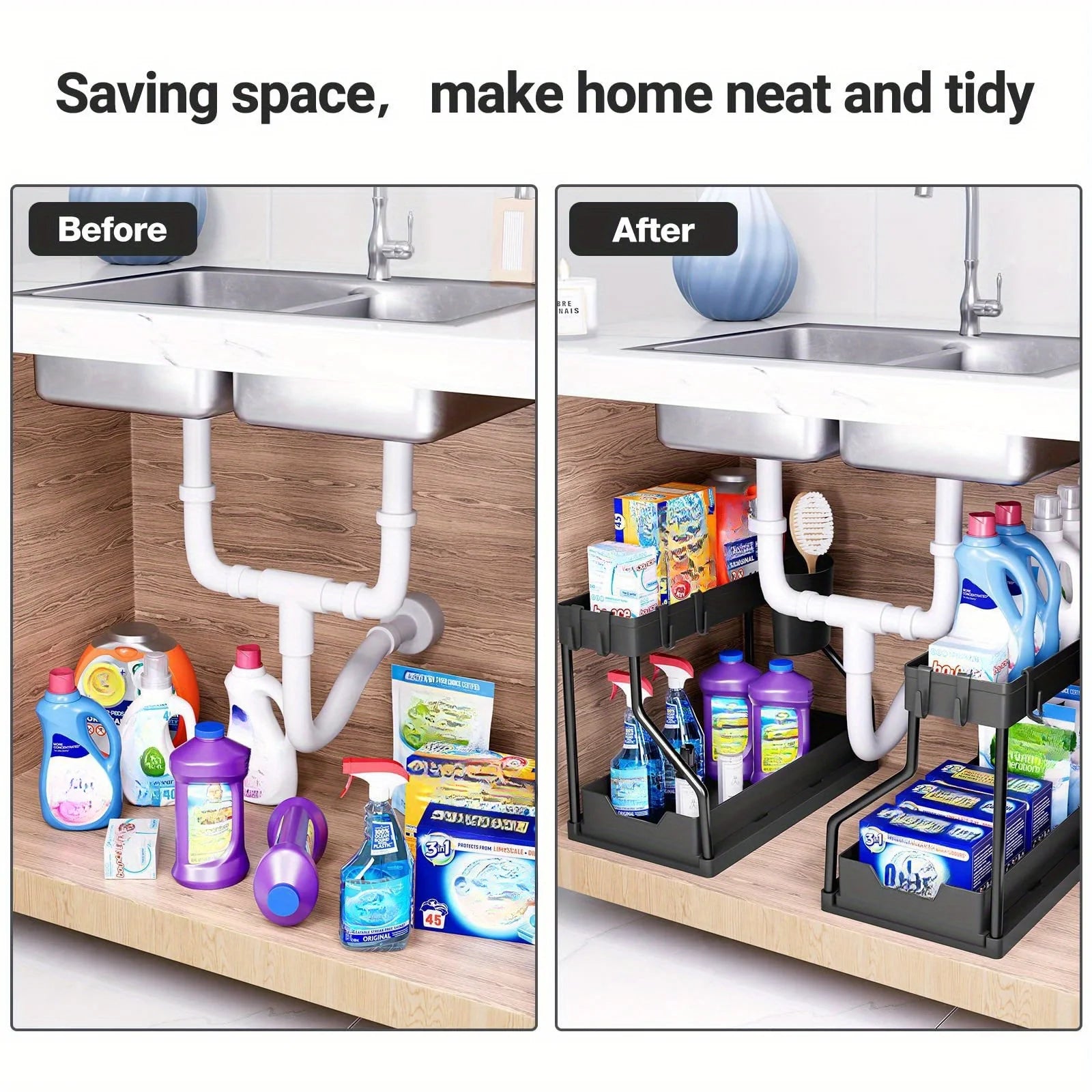 Multi-layer Pull-out Seasoning Household Kitchen Rack Bathroom Sink  Storage Rack