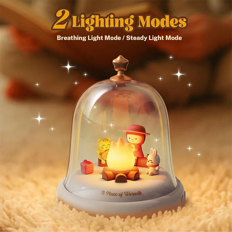 Santa Claus Music Box Decor Table Lamp LED Night Light Cute Bell & Flame Design Christmas Gift for Sweetheart Girls and Kids