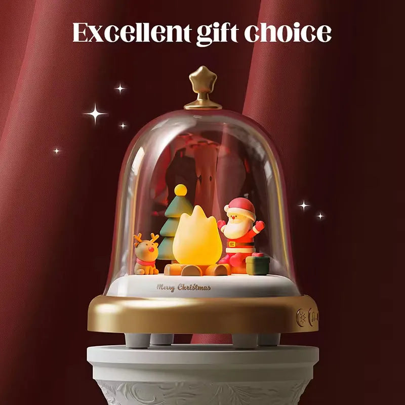 Santa Claus Music Box Decor Table Lamp LED Night Light Cute Bell & Flame Design Christmas Gift for Sweetheart Girls and Kids