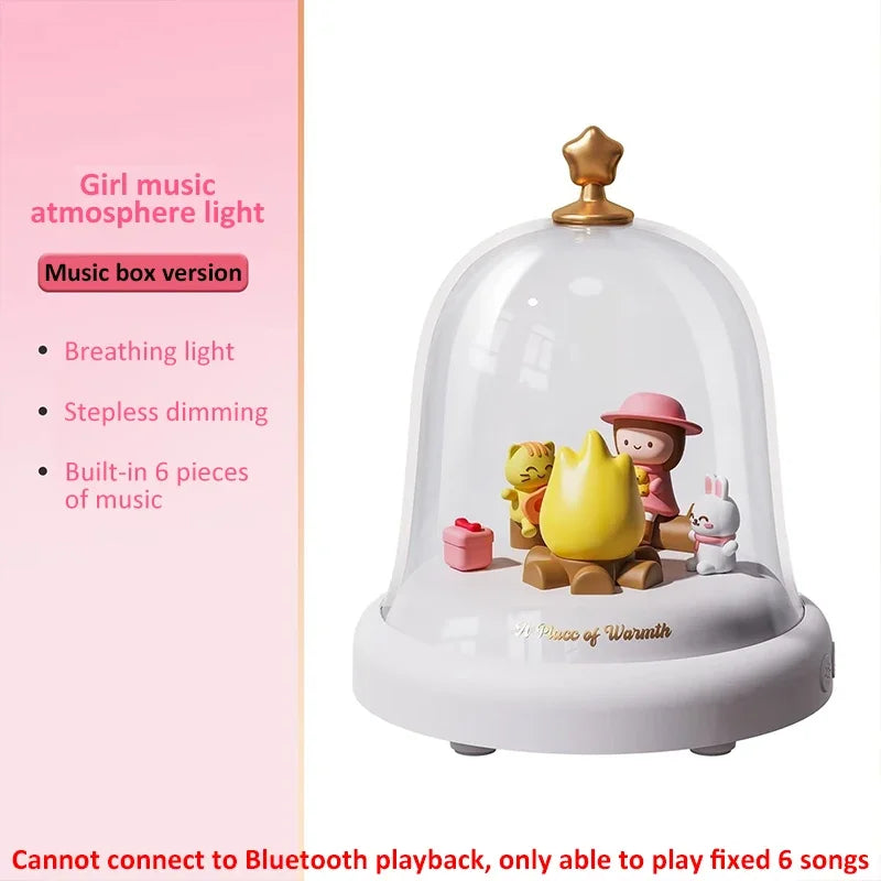 Santa Claus Music Box Decor Table Lamp LED Night Light Cute Bell & Flame Design Christmas Gift for Sweetheart Girls and Kids