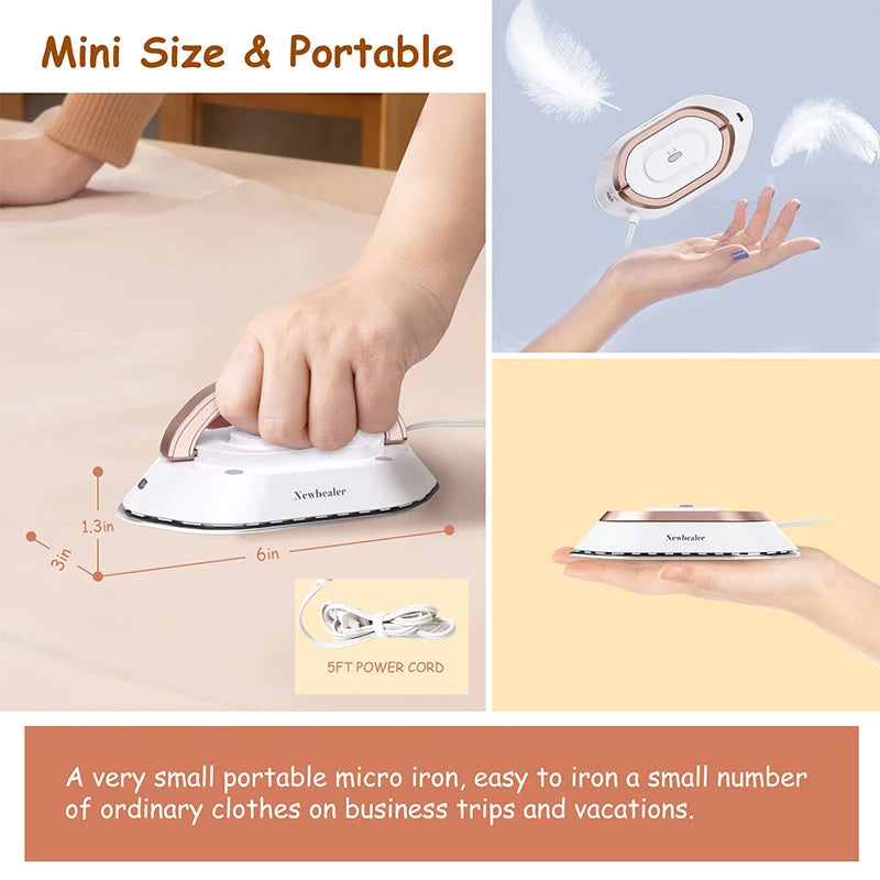 Portable Mini Iron Board Handheld Dual Voltage 120V/240V Travel Mini Iron for Clothes