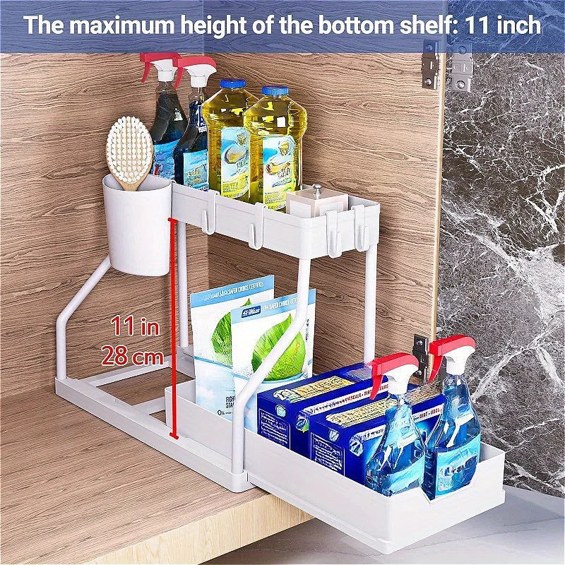 Multi-layer Pull-out Seasoning Household Kitchen Rack Bathroom Sink  Storage Rack
