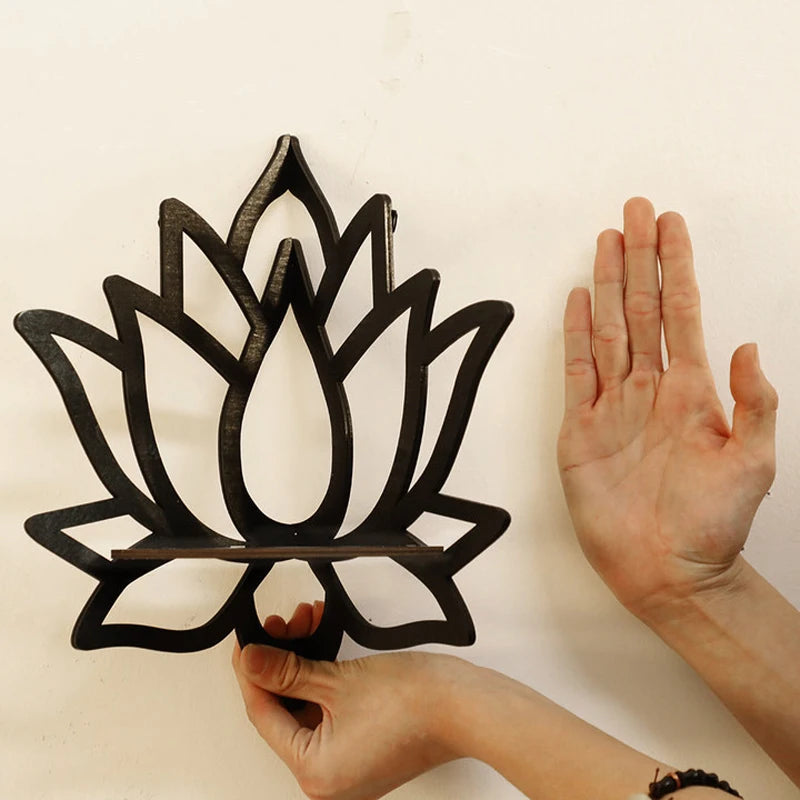 Wooden Lotus Hollow Decorative Rack