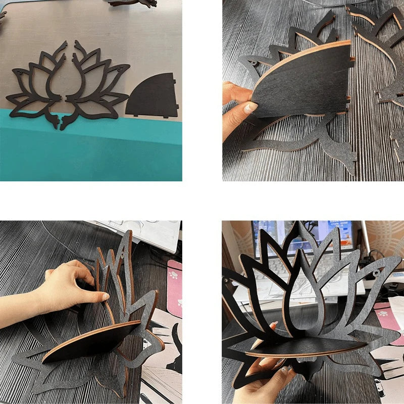 Wooden Lotus Hollow Decorative Rack