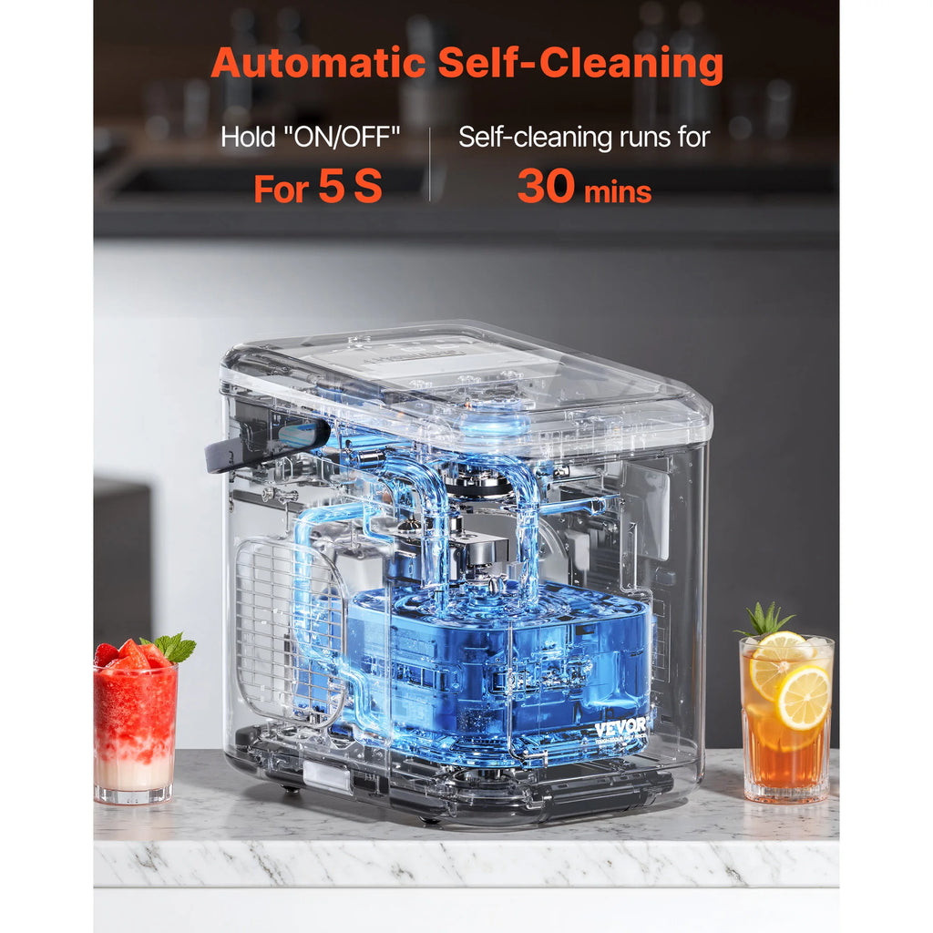 Countertop Ice Maker 9 Cubes Ready in 6 Mins  Self-Cleaning Portable Ice Maker with Ice Scoop and Bask