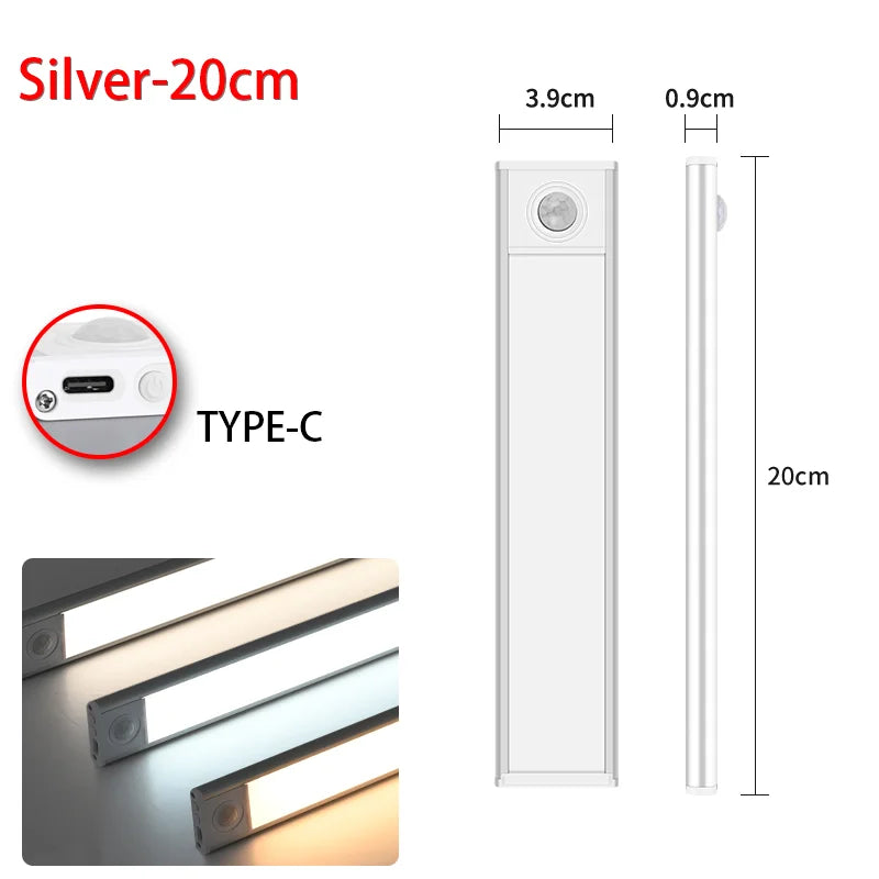 LED Motion Sensor Light Night Light Wireless USB Under Cabinet Light For Kitchen Cabinet Bedroom Wardrobe